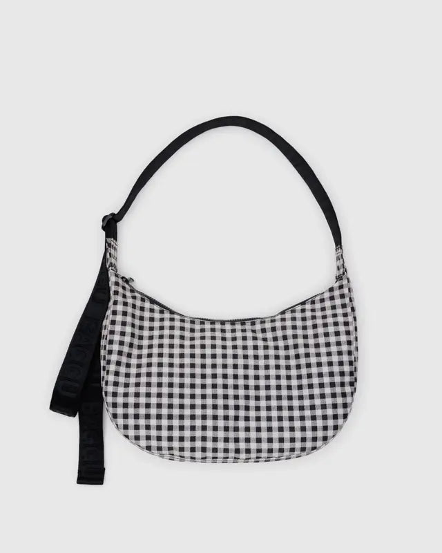Sac Croissant Medium Baggu Gingham Noir et Blanc - Ex - voto