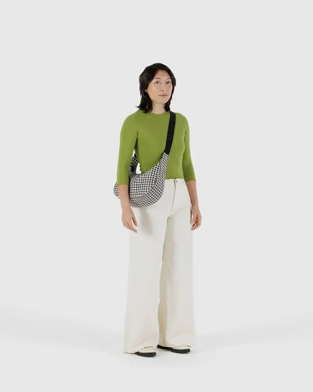 Sac Croissant Medium Baggu Gingham Noir et Blanc - Ex - voto