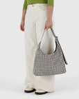 Sac d'Épaule Nylon Baggu Gingham Noir et Blanc - Ex - voto
