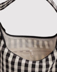 Sac d'Épaule Nylon Baggu Gingham Noir et Crème - Ex-voto