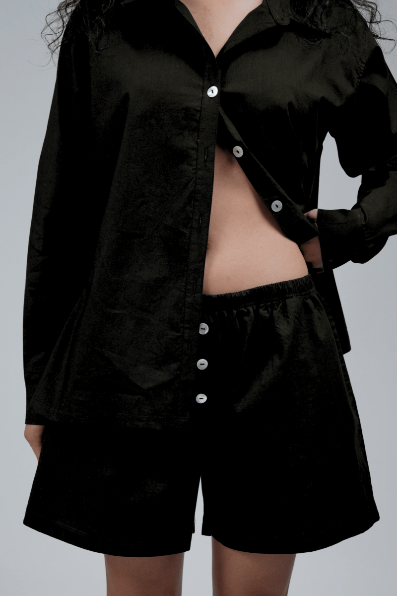 Short Noir Poplin Wildflo - Ex - voto