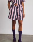 Short Rafe Damson Madder Rayures Bleues et Roses SOLDE - Vente Finale - Ex - voto