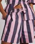 Short Rafe Damson Madder Rayures Bleues et Roses SOLDE - Vente Finale - Ex - voto