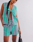 Short Rafe Damson Madder Rayures Vertes SOLDE - Vente Finale - Ex - voto