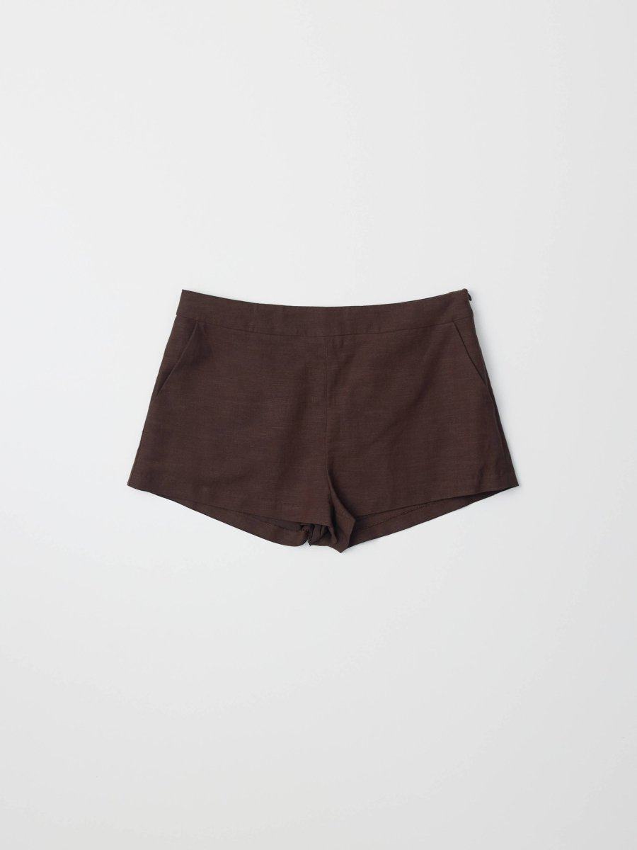 All Row Tracy Linen Brown Short SALE - Final Sale – Ex-voto
