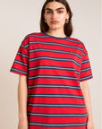 T-Shirt Ariel Rayures Rouges et Marines Damson Madder - Ex - voto