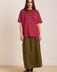 T-Shirt Ariel Rayures Rouges et Marines Damson Madder - Ex - voto