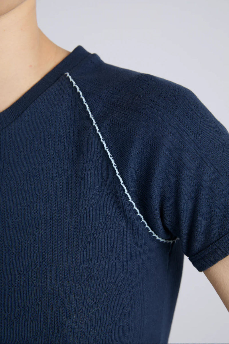 T-shirt Aster Pointelle Marine Damson Madder - Ex - voto