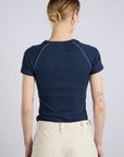 T-shirt Aster Pointelle Marine Damson Madder - Ex - voto