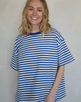 T-Shirt Cassandra Rayé Things Between Bleu - Ex - voto