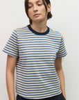T-shirt Cooper Bleu et Crème All Row - Ex-voto