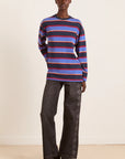 T-Shirt LS Ali Damson Madder Bleu et Bourgogne - Ex - voto