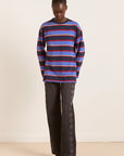 T-Shirt LS Ali Damson Madder Bleu et Bourgogne - Ex - voto