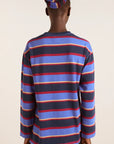 T-Shirt LS Ali Damson Madder Bleu et Bourgogne - Ex - voto
