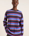 T-Shirt LS Ali Damson Madder Bleu et Bourgogne - Ex - voto