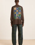 T-Shirt LS Patchwork Quilt Damson Madder - Ex - voto