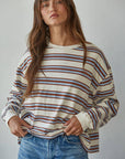 T-shirt Manches Longues Rayures Bleues et Beiges By Together - Ex-voto