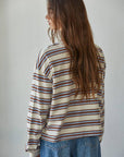 T-shirt Manches Longues Rayures Bleues et Beiges By Together - Ex-voto