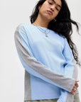 T-Shirt Manches Longues Romey Bleu et Gris Damson Madder - Ex - voto
