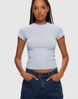 T-Shirt Micro Rib Bleu Clair Kuwalla - Ex - voto