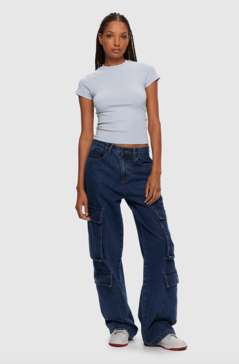 T-Shirt Micro Rib Bleu Clair Kuwalla - Ex - voto