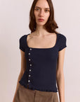 T-Shirt Posie Marine Damson Madder - Ex-voto