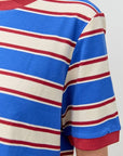 T-Shirt Rayé Col Contrastant Bleu et Rouge Polagram - Ex - voto