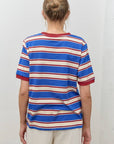 T-Shirt Rayé Col Contrastant Bleu et Rouge Polagram - Ex - voto