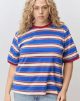 T-Shirt Rayé Col Contrastant Bleu et Rouge Polagram - Ex - voto