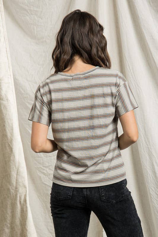 T-Shirt Rayures Grises Polagram - Ex - voto