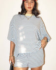 T-Shirt Rayures Sky Blue Bailey Rose - Ex-voto