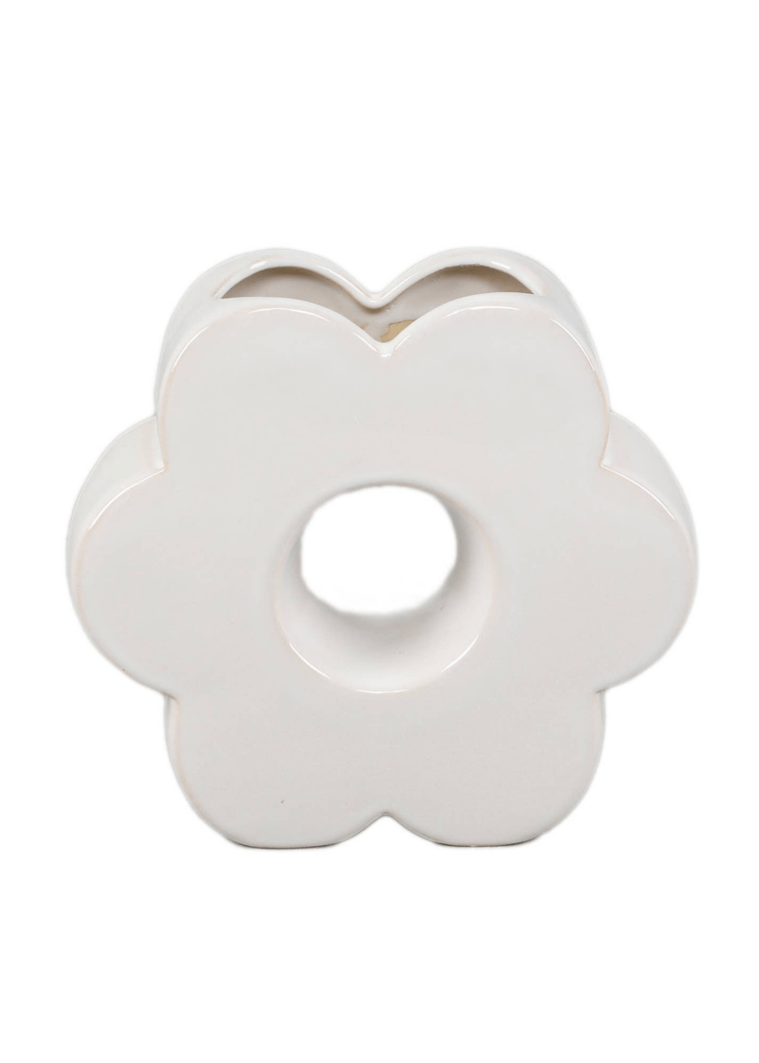 Vase Fleur Blanc 7po Flora Bunda - Ex - voto