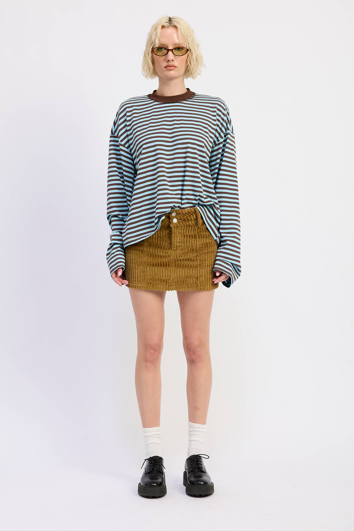 EP Blue and Brown Stripes Top 