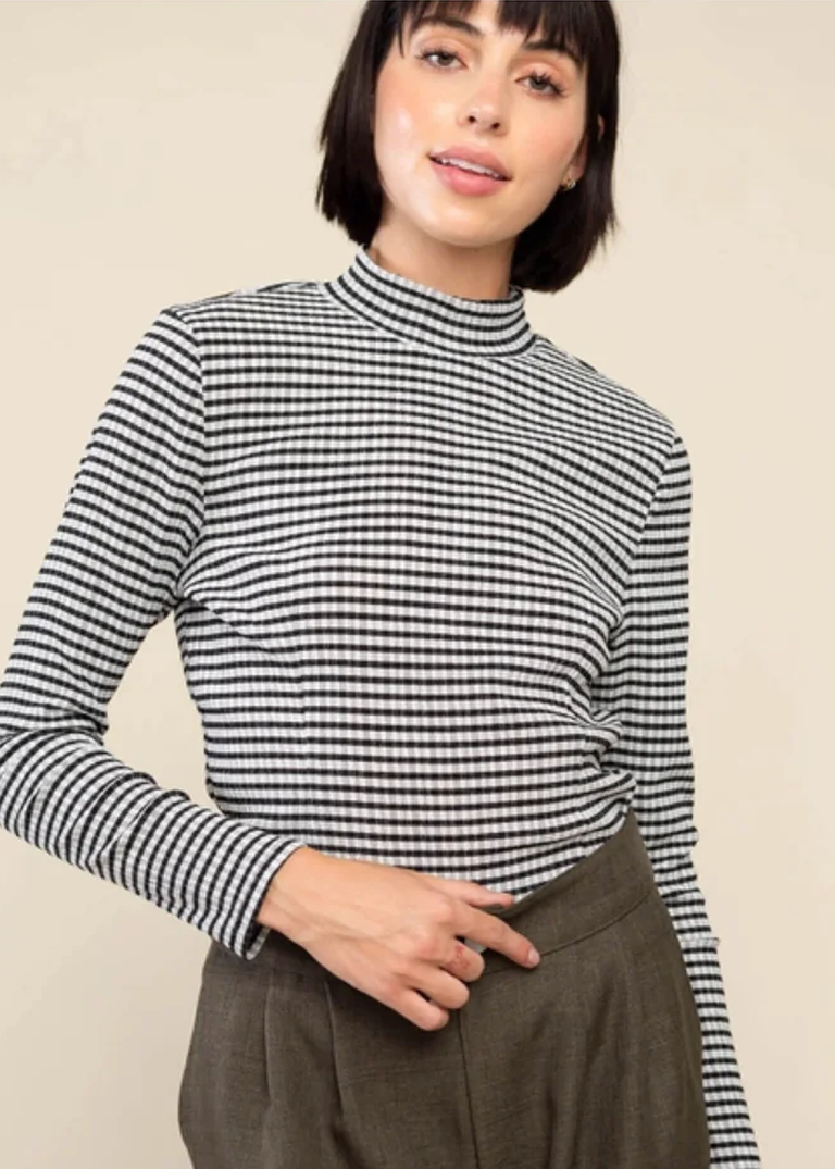 NLT  Black Gingham Constant  Mock Neck Top FINAL SALE