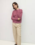 Mod Ref Cecelia Lilac and Burgundy Striped Cardigan
