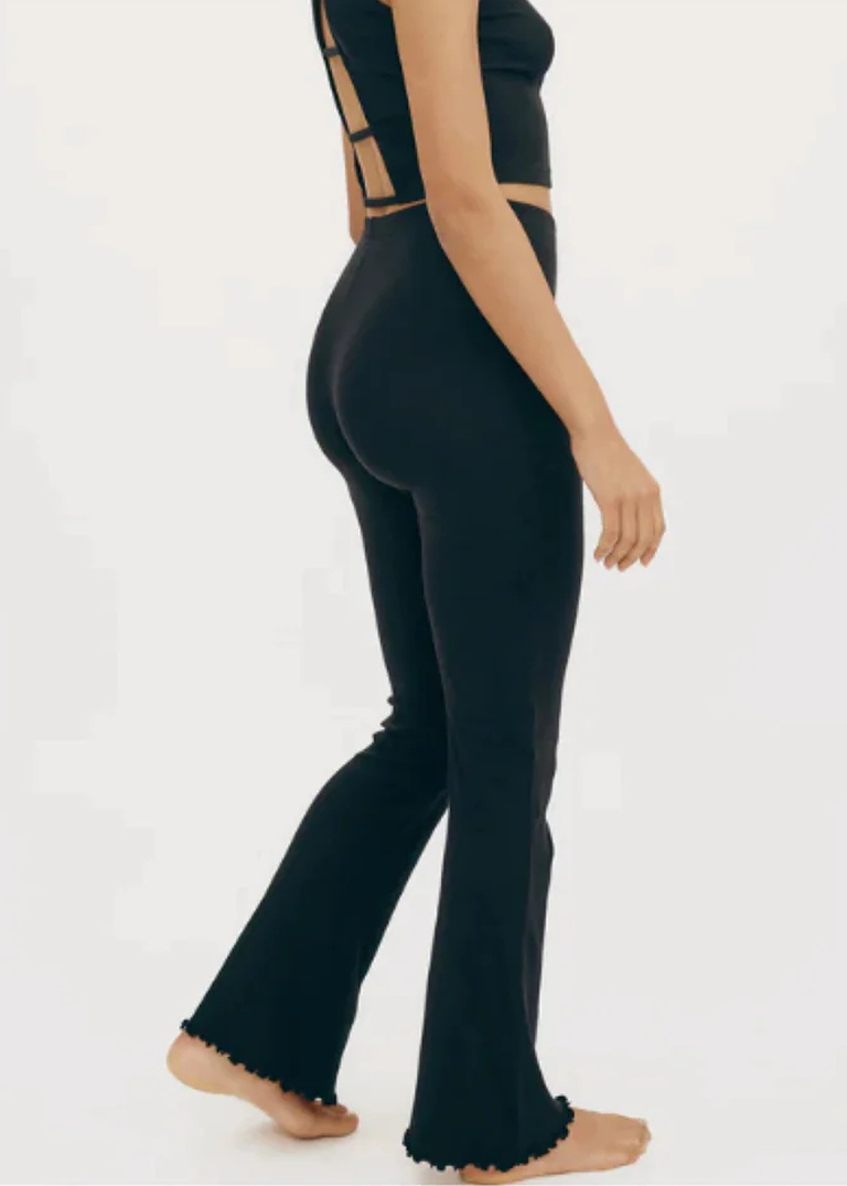 Organic Basics Black Core Rib Flare Leggings FINAL SALE