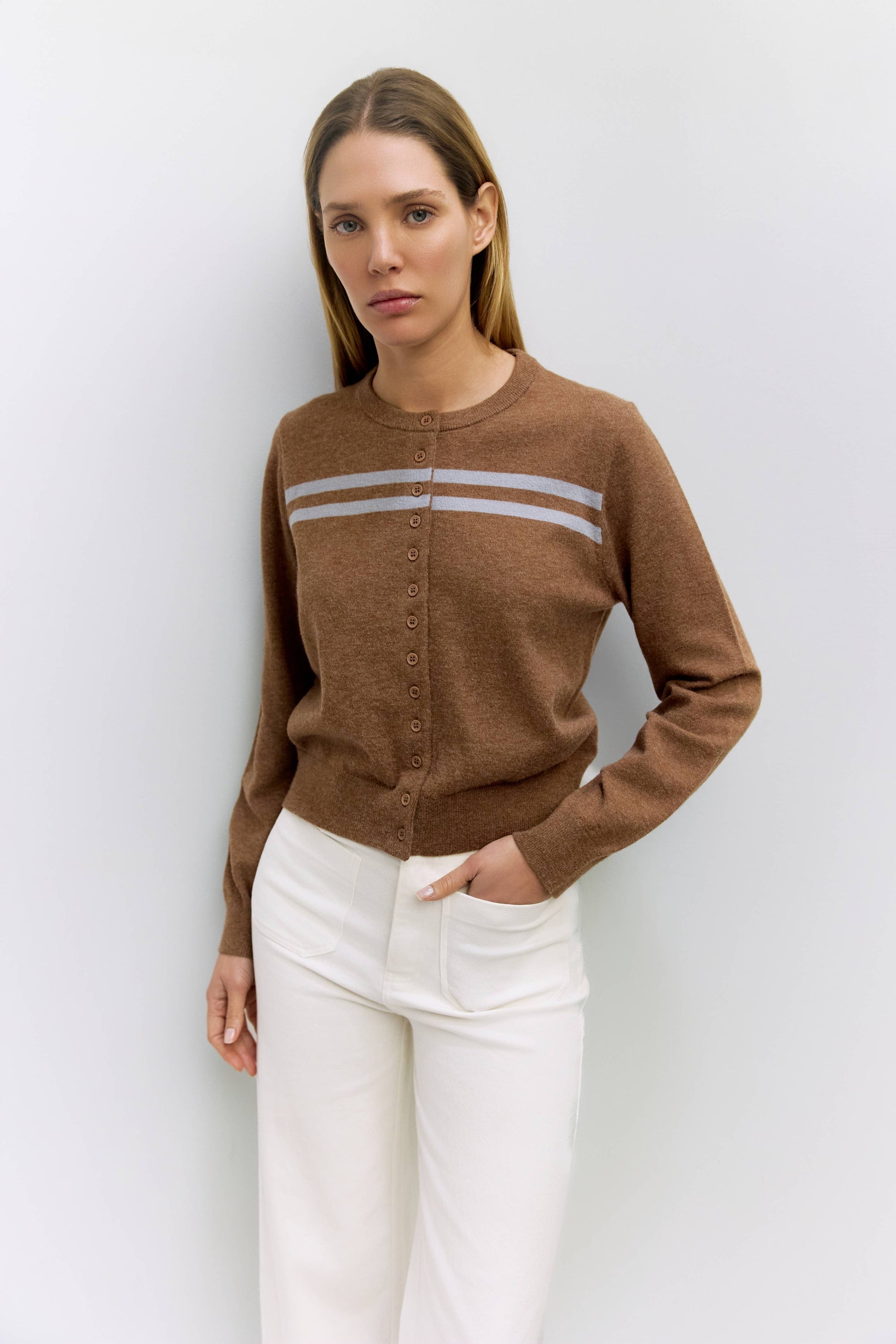 All Row Meave Brown and Blue Cardigan