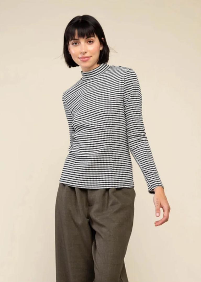 NLT  Black Gingham Constant  Mock Neck Top FINAL SALE