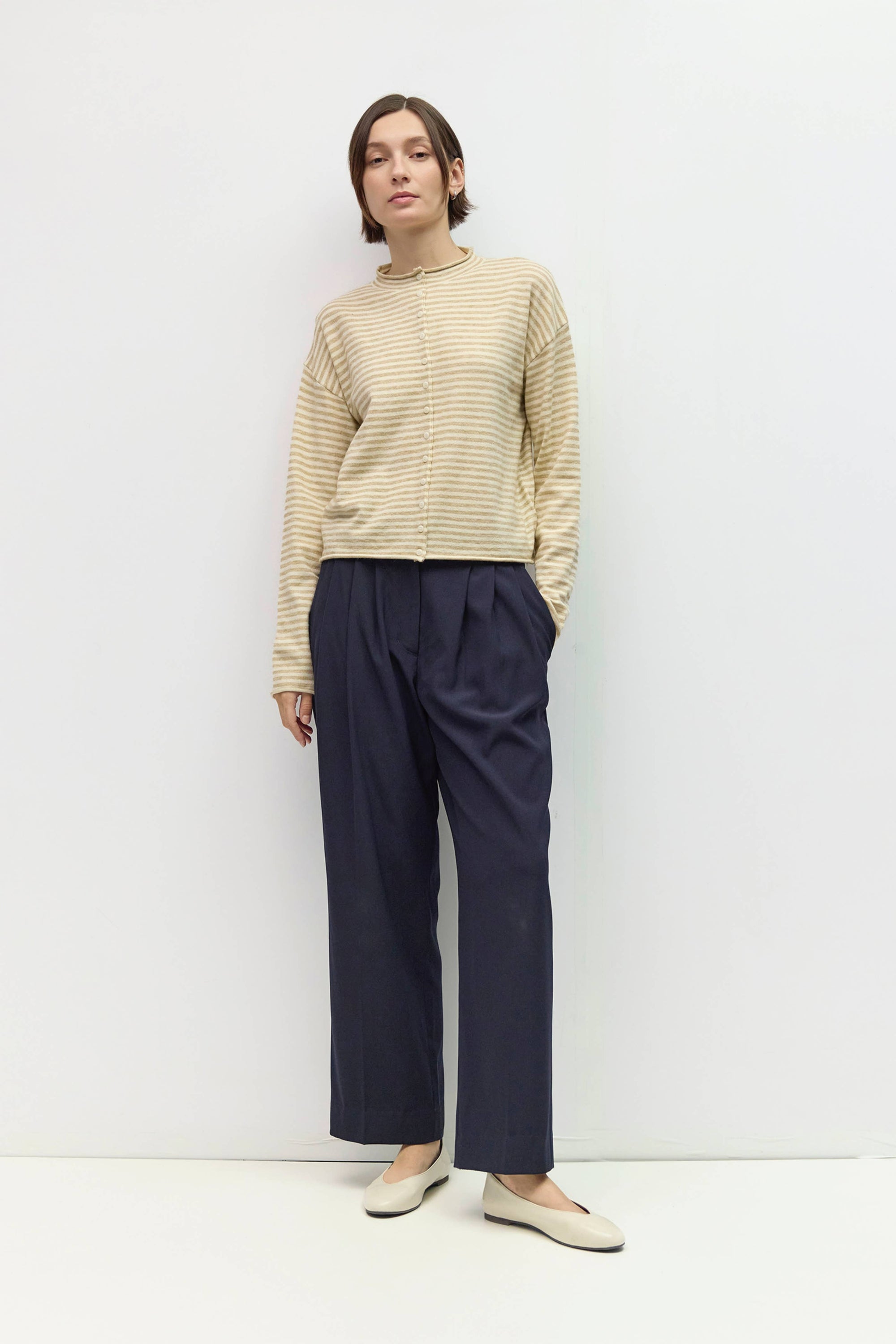 All Row Elisa Cardigan – Beige and Cream Stripes
