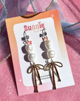 Sunnie Creative Pearls & Bows Earrings (Golden or Silver)