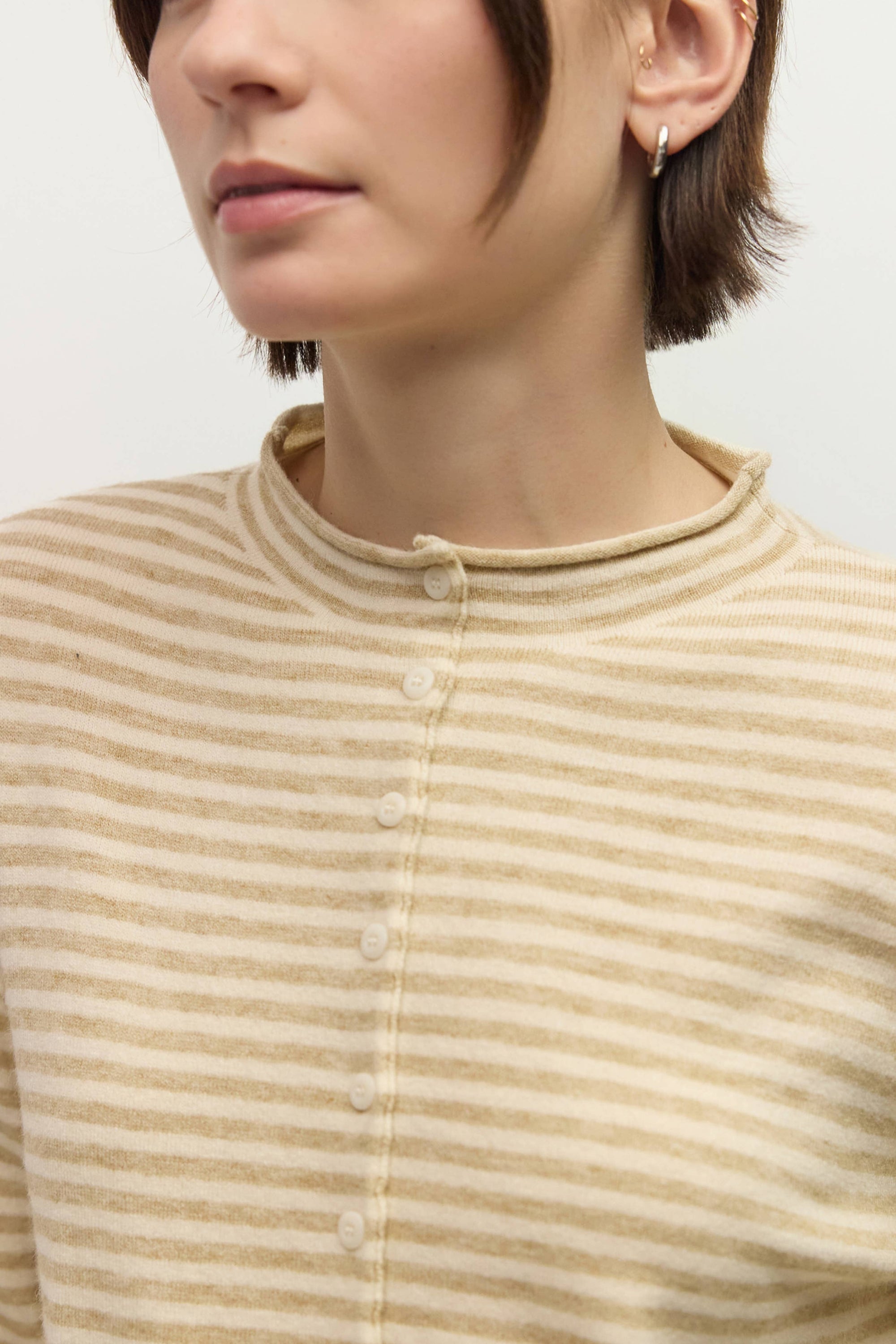 All Row Elisa Cardigan – Beige and Cream Stripes