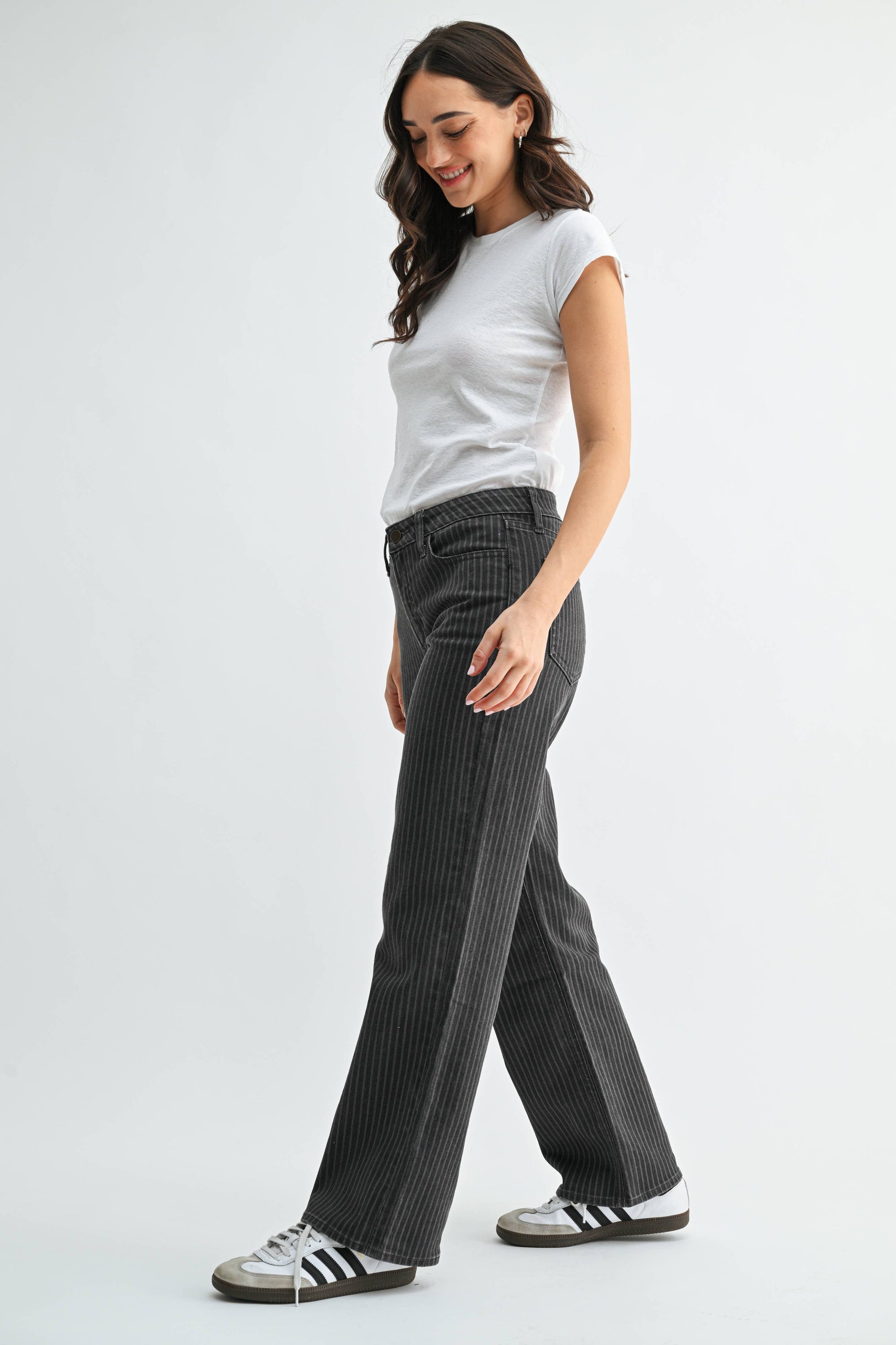 Jeans Droit Rayures Grises JBD