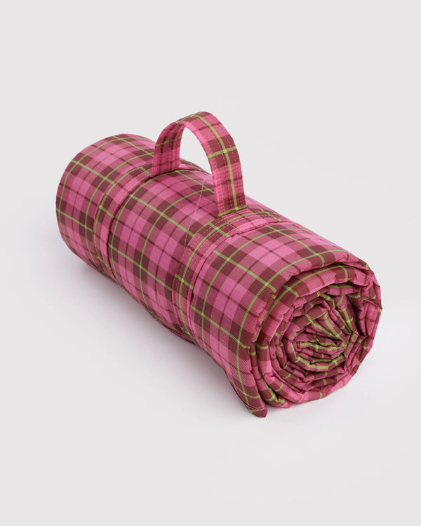 Couverture Pique-Nique Puffy Baggu Azalea Pink Tartan