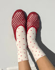 Chaussettes Sneaker Blanches Pois Rouges Le Bon Shoppe