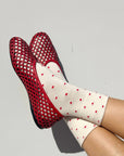 Chaussettes Sneaker Blanches Pois Rouges Le Bon Shoppe