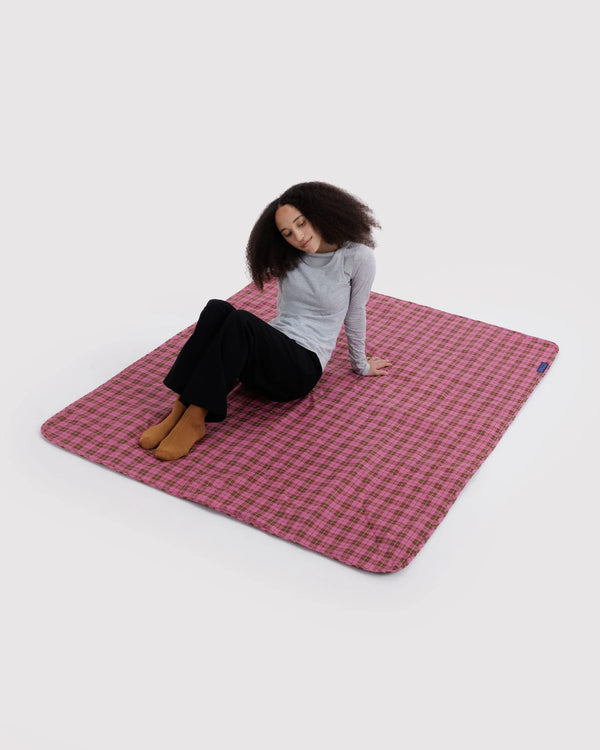 Couverture Pique-Nique Puffy Baggu Azalea Pink Tartan
