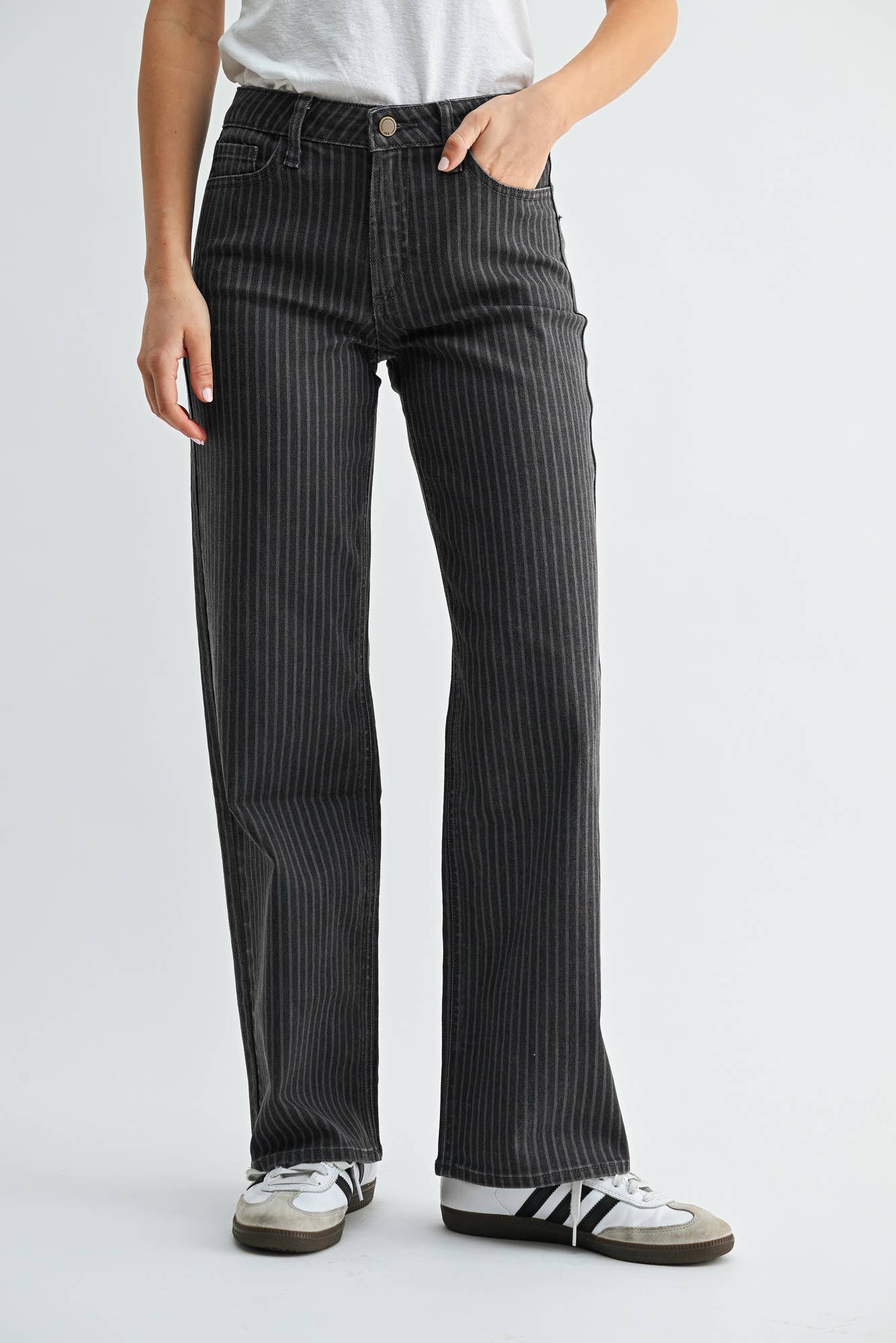 Jeans Droit Rayures Grises JBD