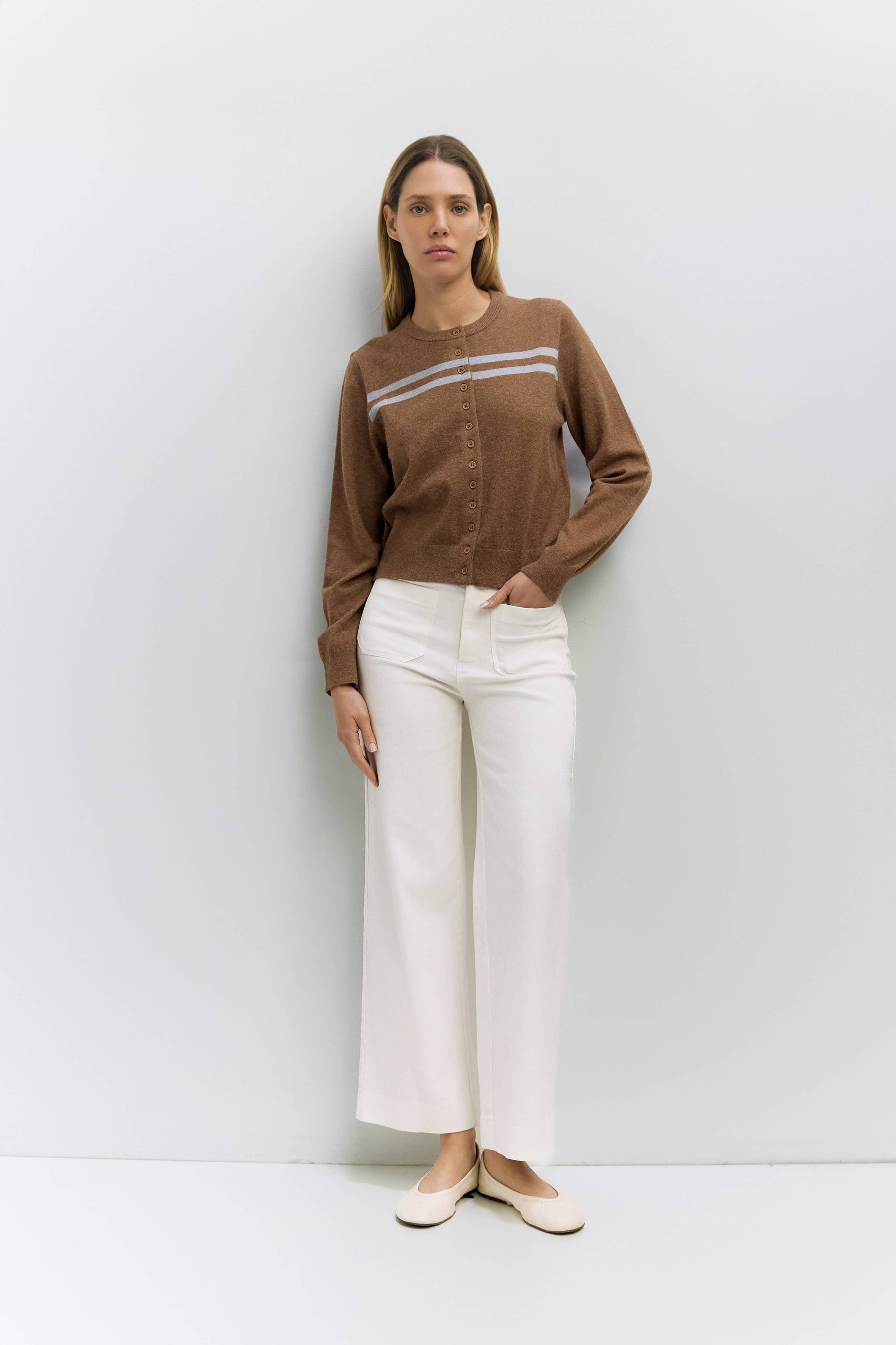 All Row Meave Brown and Blue Cardigan