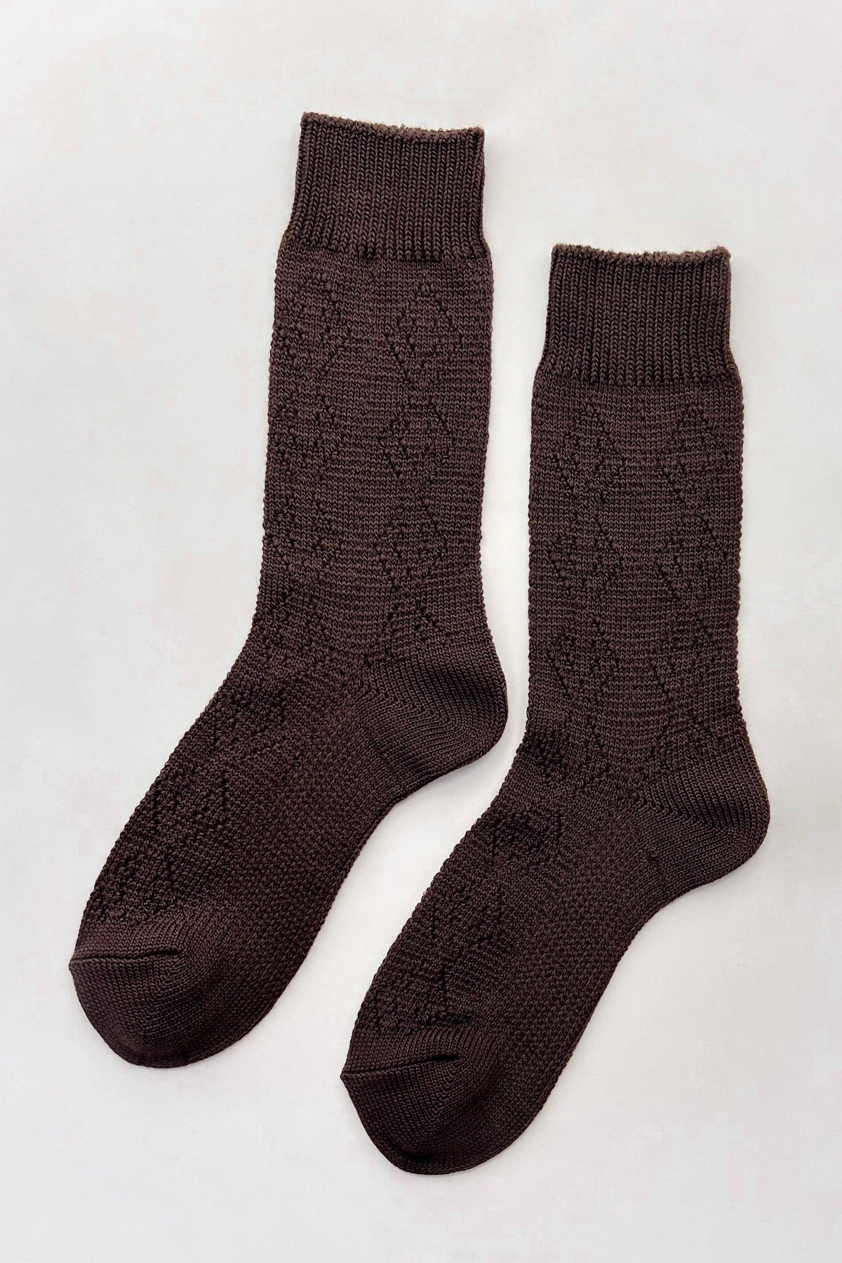 Chaussettes Pointelle Eyelet Brunes Le Bon Shoppe