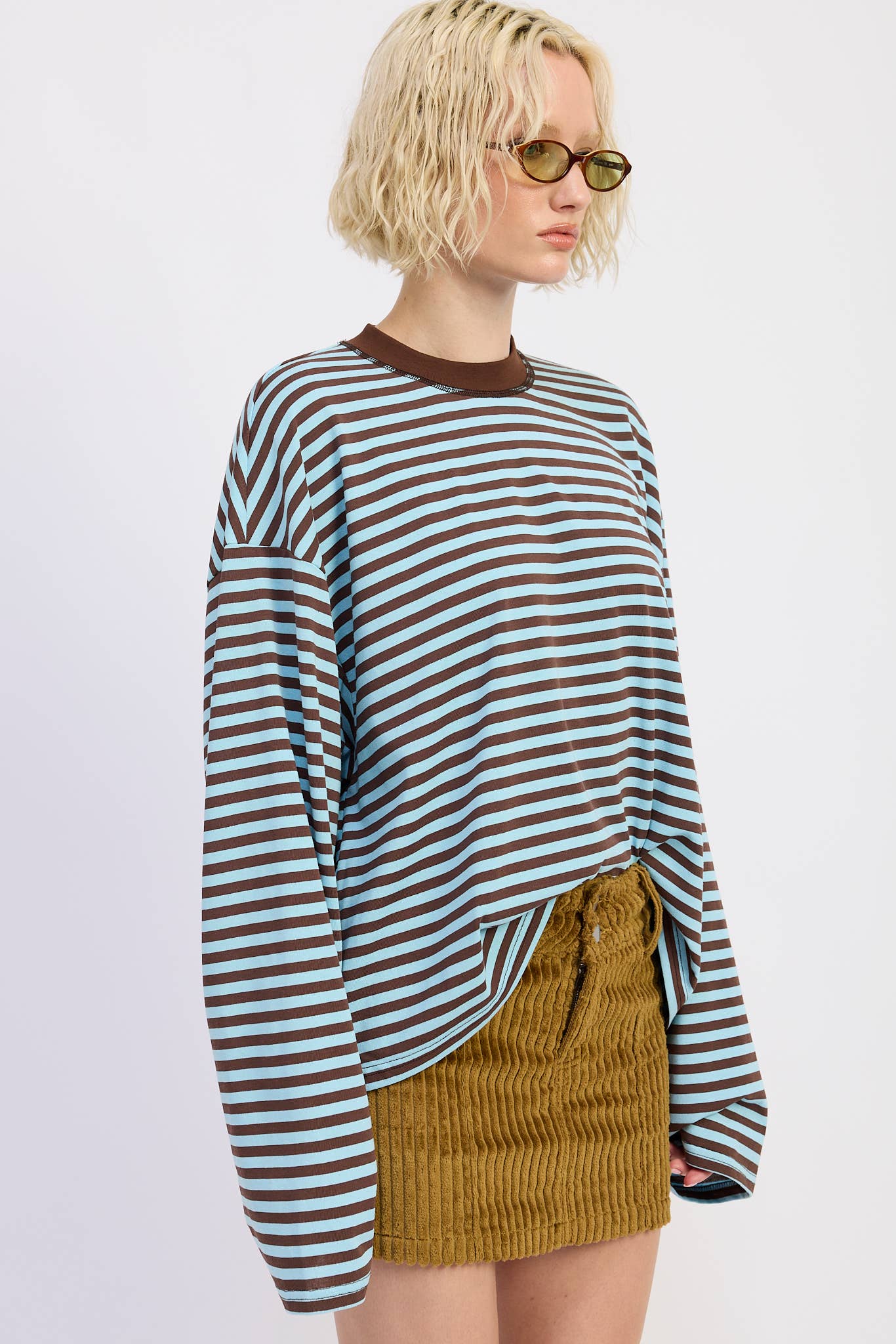 EP Blue and Brown Stripes Top 